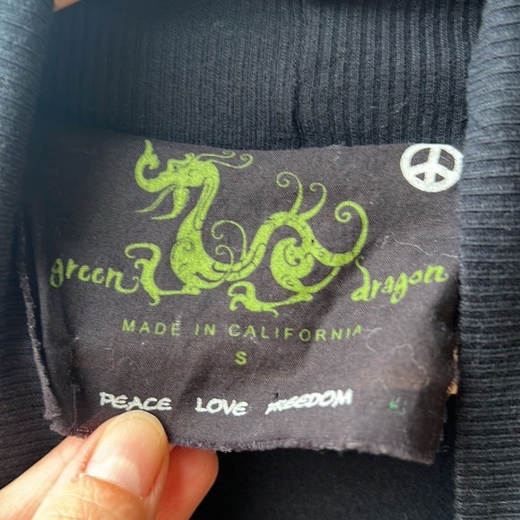 Green Dragon Black Soft Stretchy Long Line Bell-Sleeve Duster Cardigan Sz S - Picture 2 of 5